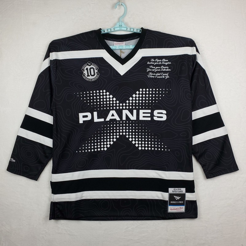 Paper Planes Mitchell & Ness XL XLarge Hockey Jersey Embroidery Logo Black NWT gallery
