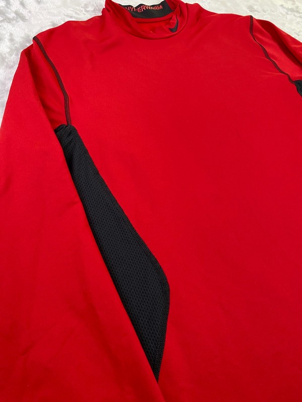 Nike Pro Combat Hyperwarm Mock Neck Top Men XL Red Black Dri-FIT Fitted Base gallery