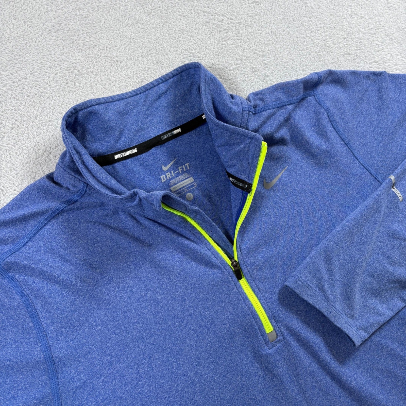 Nike Running Dri-FIT Element Mens Medium Half Zip Pullover Blue Neon 504606-490 gallery