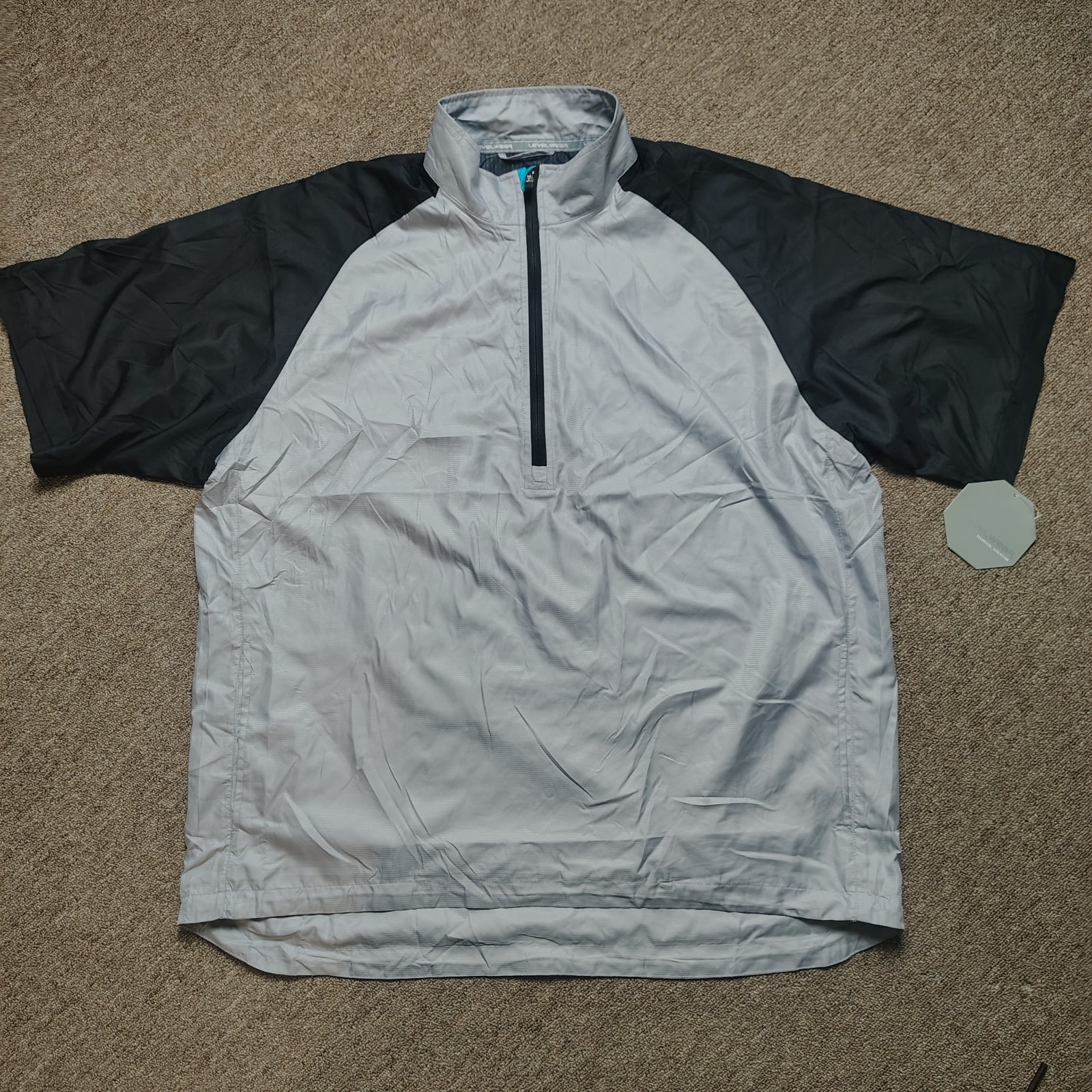 LEVELWEAR Pullover Men XL Silver Short Sleeve 1/4 Zip Outdoor Activewear gallery