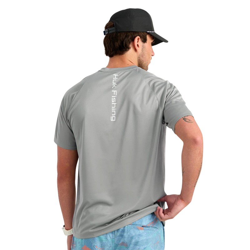 Huk Pursuit Short Sleeve Crew Men's Tech Shirt, Sharkskin, Small gallery