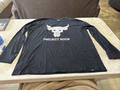 Under Armour Project Rock Long Sleeve Black T-shirt Brahama Bull Logo Mens 2XL
