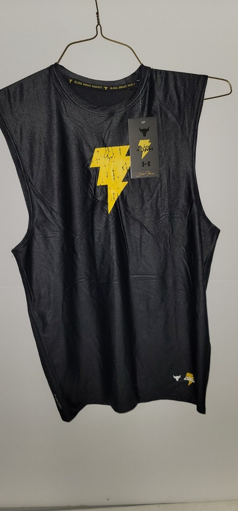 Men's Under Armour Heatgear Black Adam Compression Athletic Cut-Off Shirt Size L