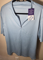 Gradual Men’s Athletic Light Blue 1/4 Zip Mesh Polyester T-Shirt XL Short Sleeve