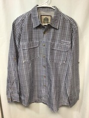Tallwoods Blue Plaid Large Long Sleeve Cotton Blend Activewear Fishing Shirt B1