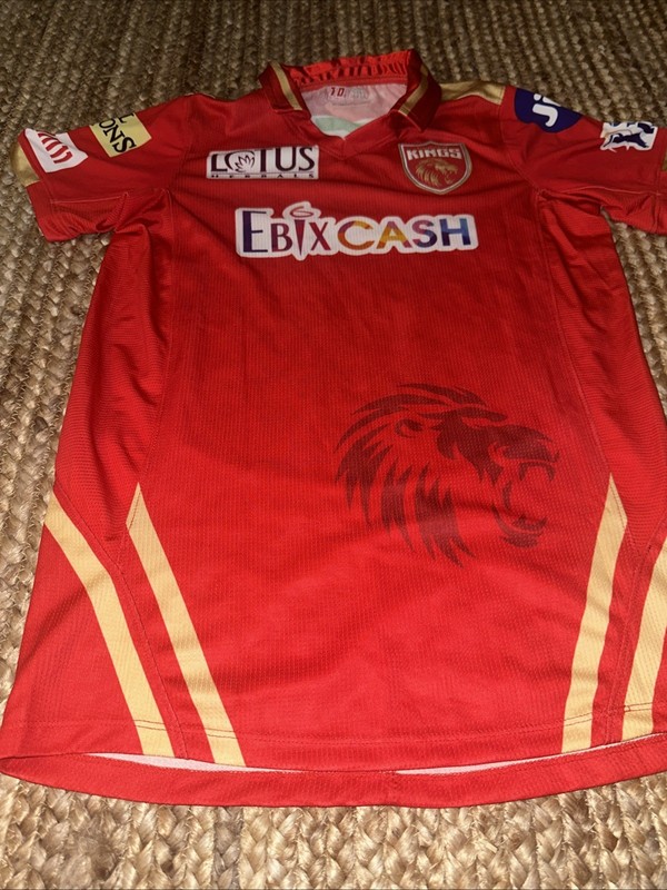 Punjab Kings Cricket Jersey Red Ebixcash Size Medium Rabada #25 gallery