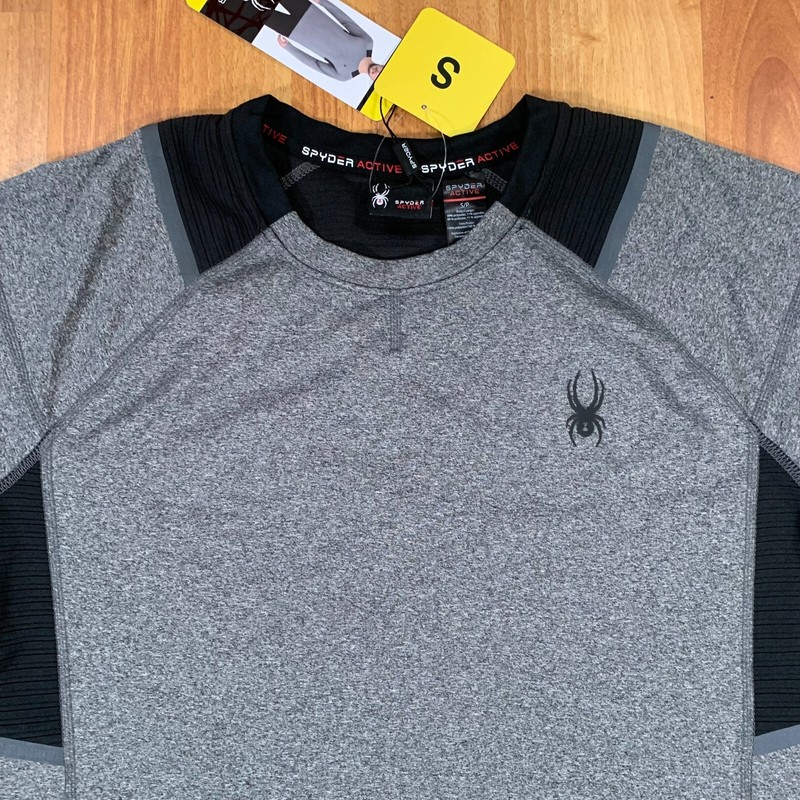 Spyder Shirt Mens Small Gray Black Long Sleeve Athletic Tee NWT gallery