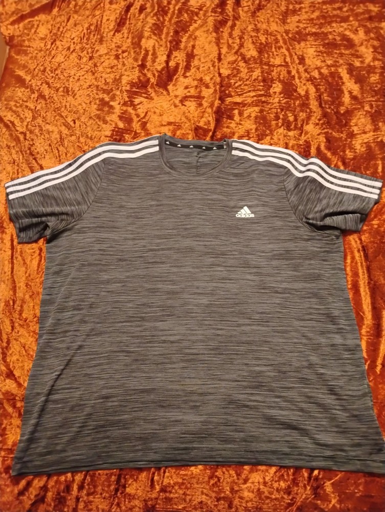 Adidas Areoready Mens Athletic Short Sleeve Shirt With Grey Black Melange Color