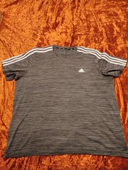 Adidas Areoready Mens Athletic Short Sleeve Shirt With Grey Black Melange Color