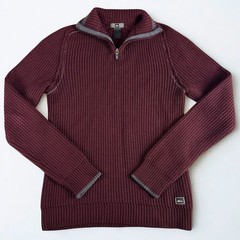 REI Merino Wool 1/4 Zip Knit Sweater Mens S Burgundy Outdoor Pullover Casual