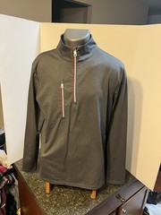 G/FORE Men’s LS 1/4 Zip Pullover Gray Poly Blend Athletic Cut Meadowbrook Logo