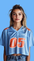 FUBU Vintage Style Mesh Crop Jersey Number 05 Light Blue