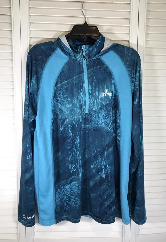 Habit UPF 40+ UV Protection Layer Mens Size M Rash Guard L/S Hooded Performance