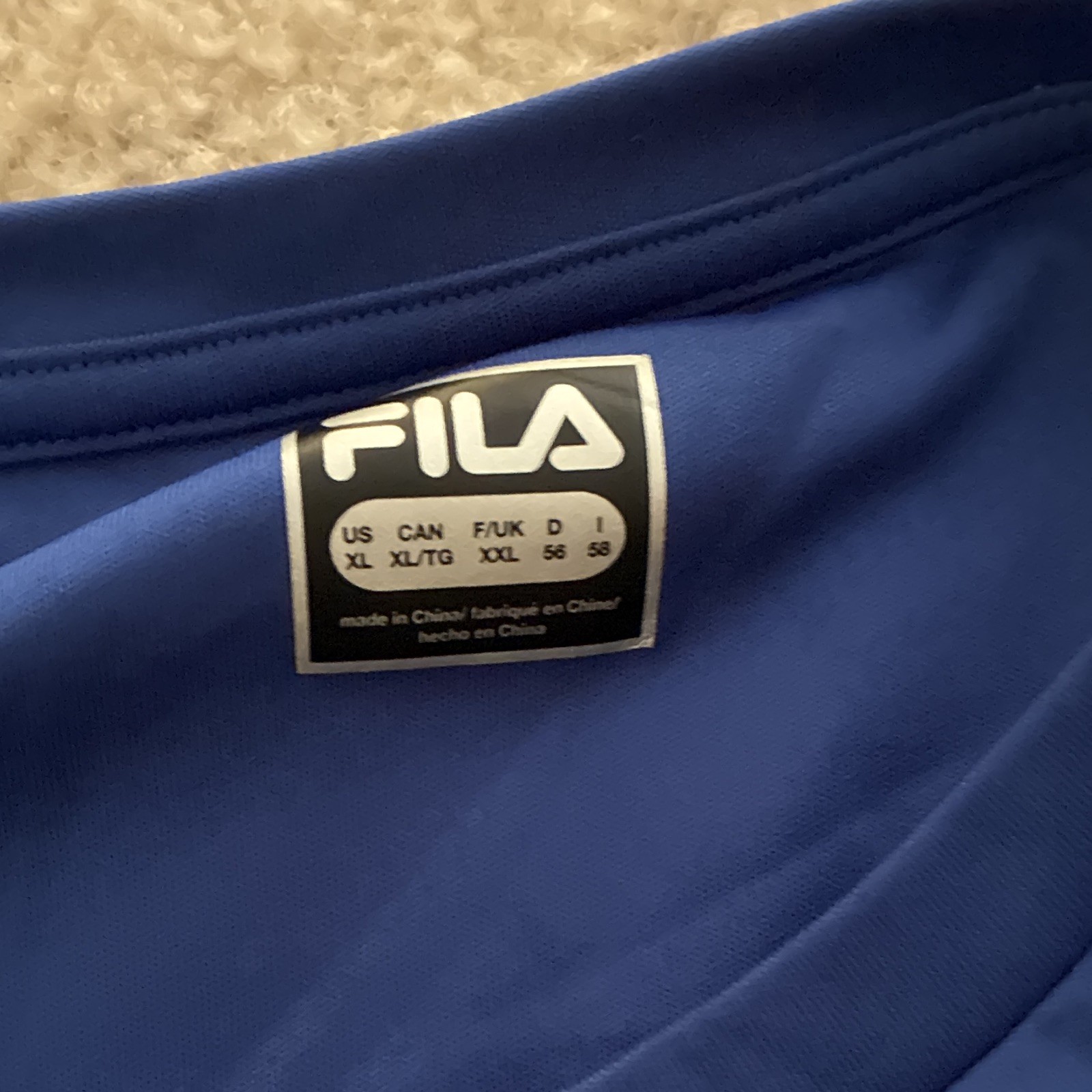 FILA Men's Breathable Crew Neck Short Sleeve Polyester T-Shirt Blue XL gallery