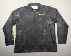 Huk Fishing Shirt Mens XXL Black 1/4 Zip Kryptex Typhon Performance Vented Camo