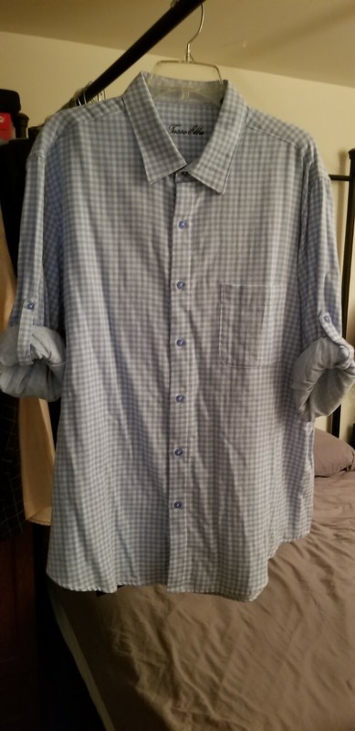 Tasso Elba Mens blue reed Button Up Shirt XXL gallery