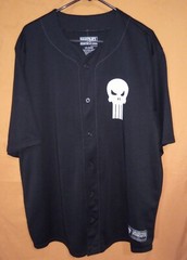 Shirt, baseball button-up, Jersey, Punisher #74, black and white, Men’s: 2X (50
