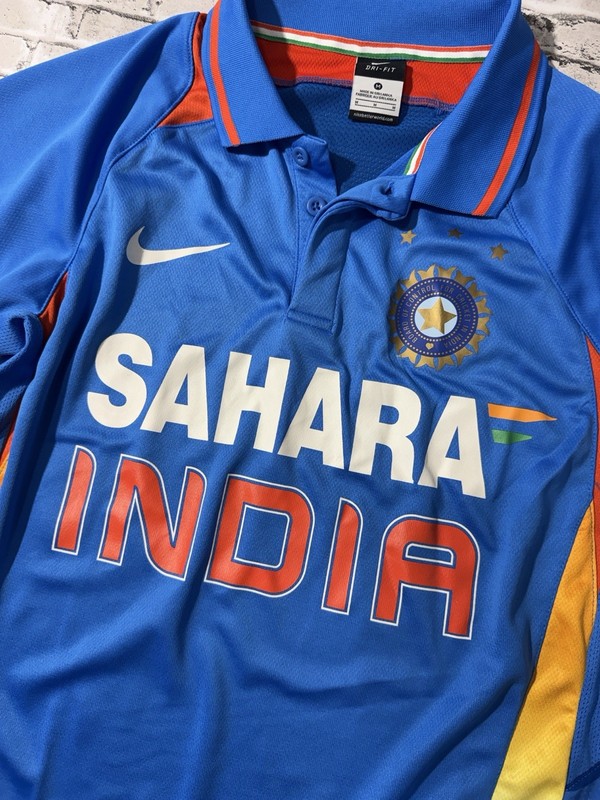 Nike mens M Medium Sahara India cricket blue polo performance shirt EUC gallery