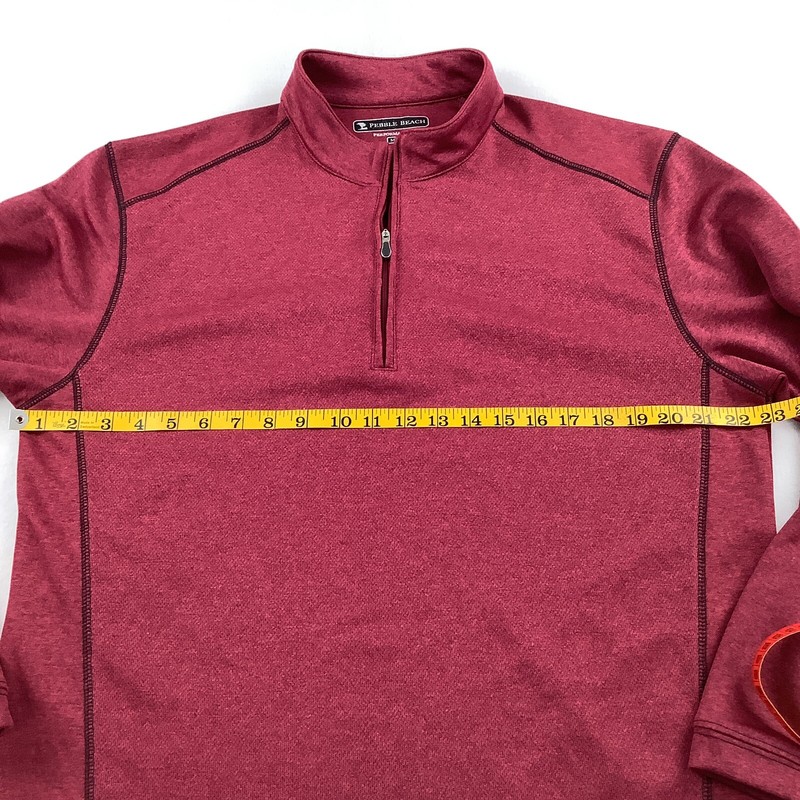 Pebble Beach Men’s Medium Performance 1/4 Zip Pullover Long Sleeve Burgundy Golf gallery