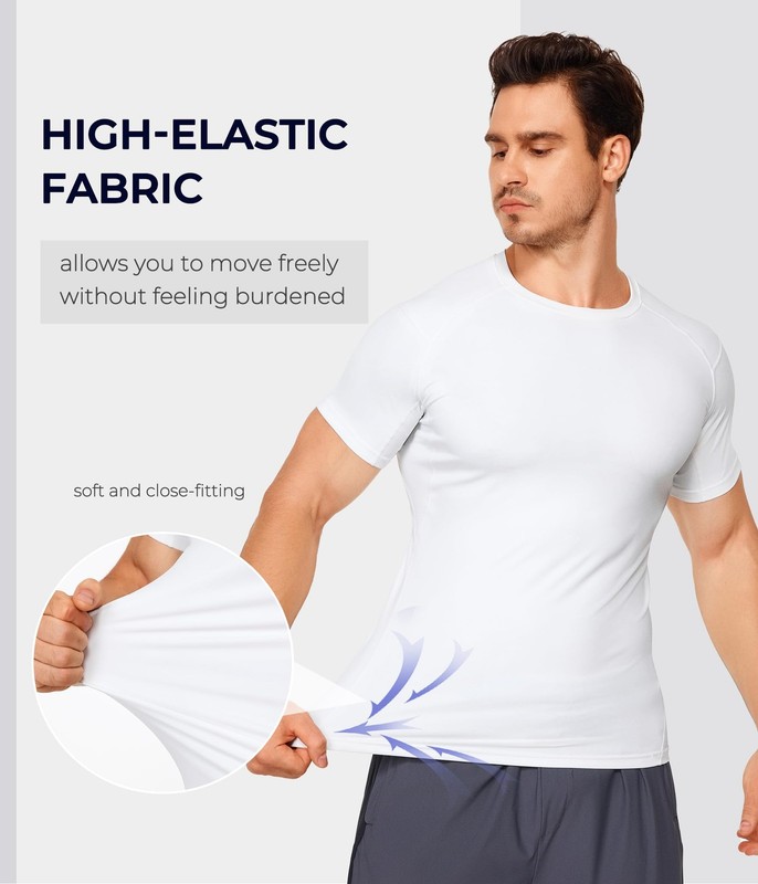 TAILONG Mens Compression Shirt - Slimming Undershirt Body Shaper, Short Sleev... gallery