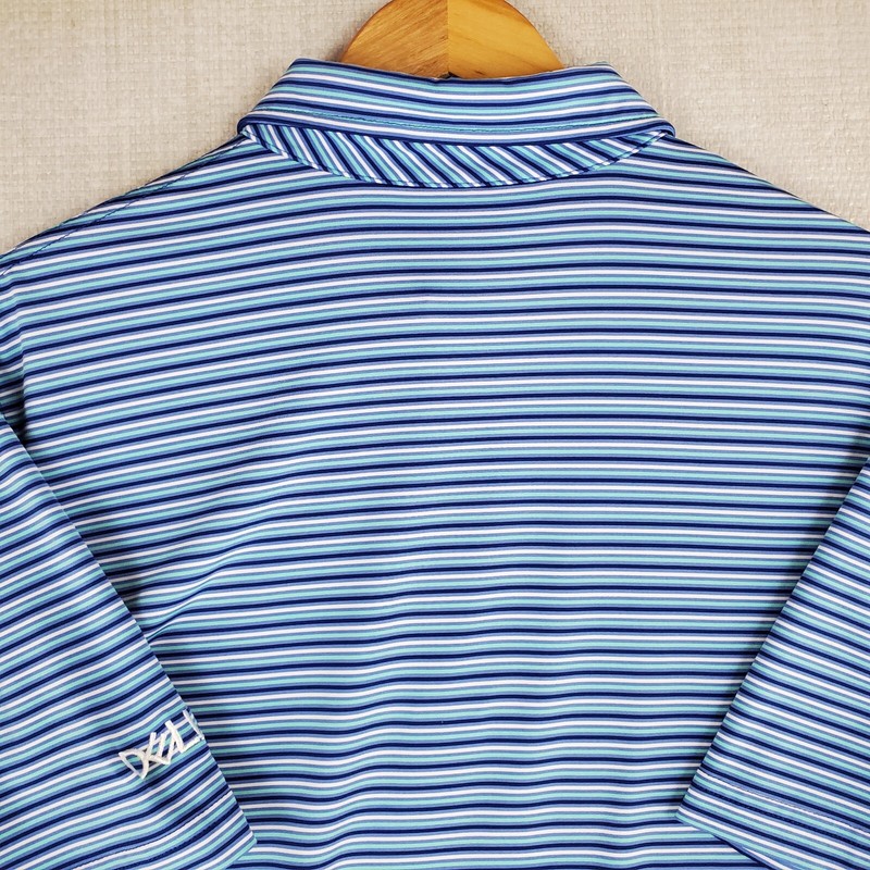 VINEYARD VINES Size Medium Performance Mens Polo Shirt Blue/Green/White Stripes gallery