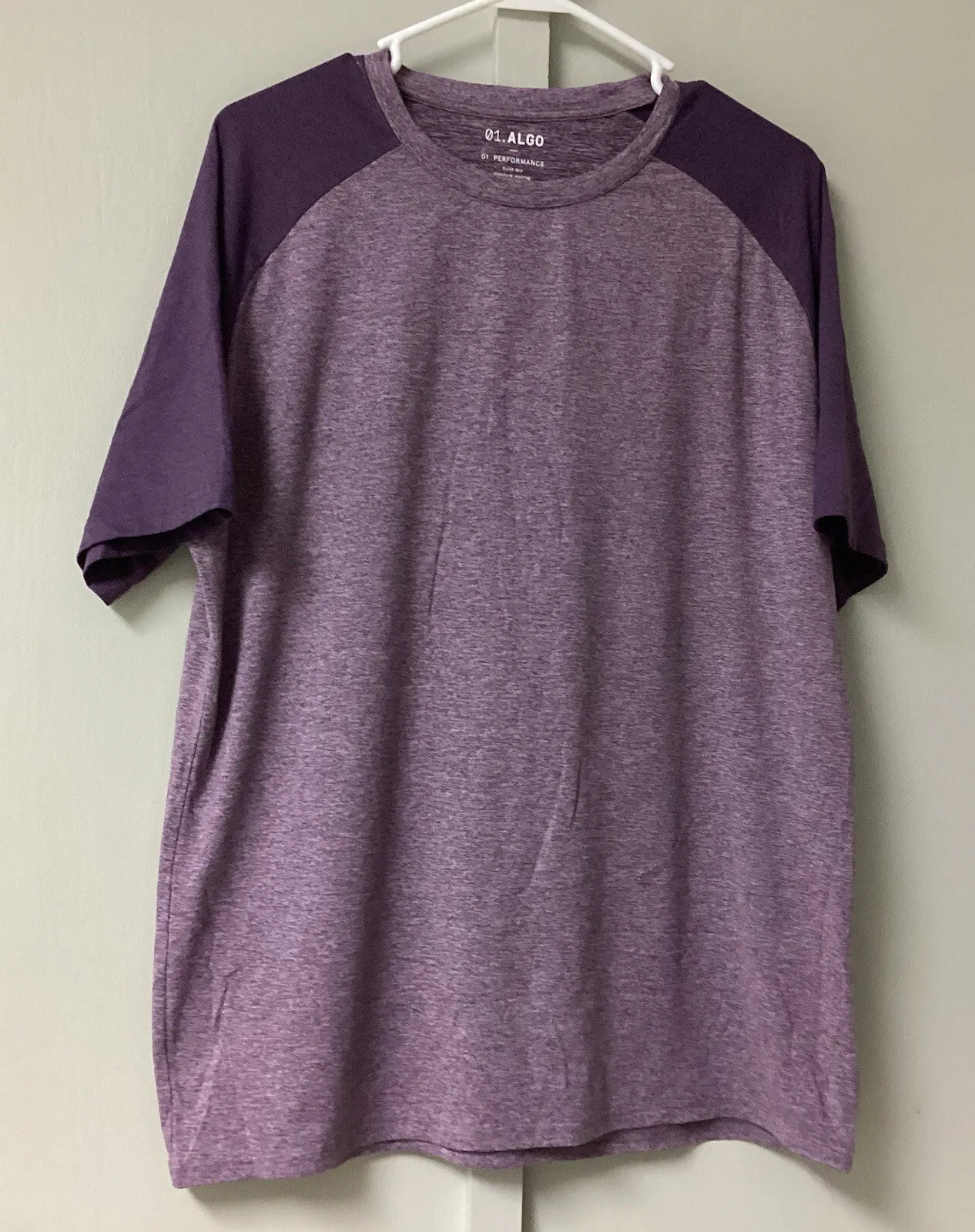 01.ALGO Performance T-Shirt Mens Size Large Activewear Crew Neck Plum UV SPF 40 gallery