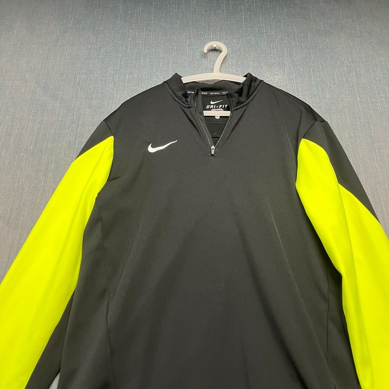 Nike Dri-Fit Men's 1/4 Zip Pullover Size L Black Neon Yellow Training Football gallery