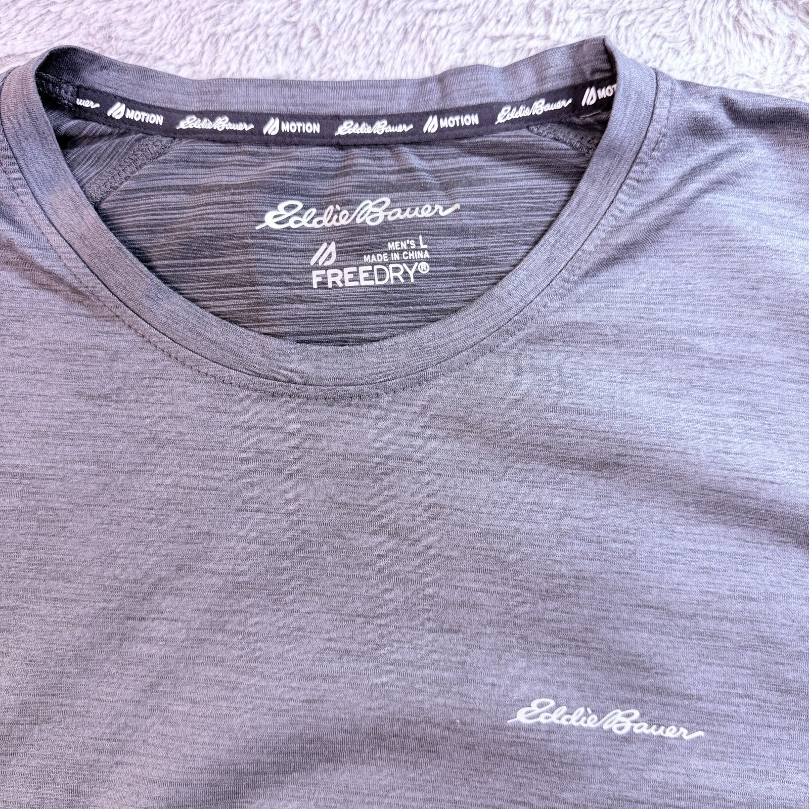 Eddie Bauer FreeDry Men's Gray Logo T-Shirt L Crew Neck Moisture Wicking gallery