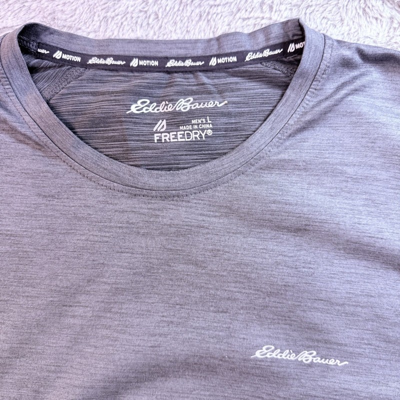 Eddie Bauer FreeDry Men's Gray Logo T-Shirt L Crew Neck Moisture Wicking gallery