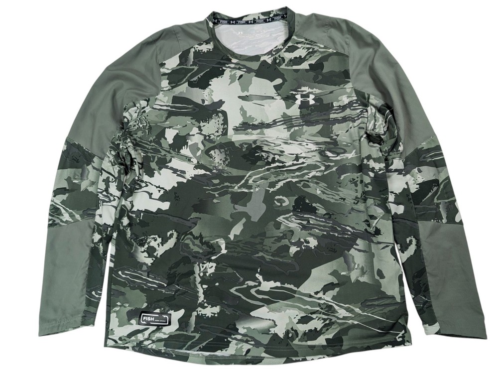 Under Armour CoolSwitch Thermocline UPF T-Shirt Men Large Fishing Green Camo