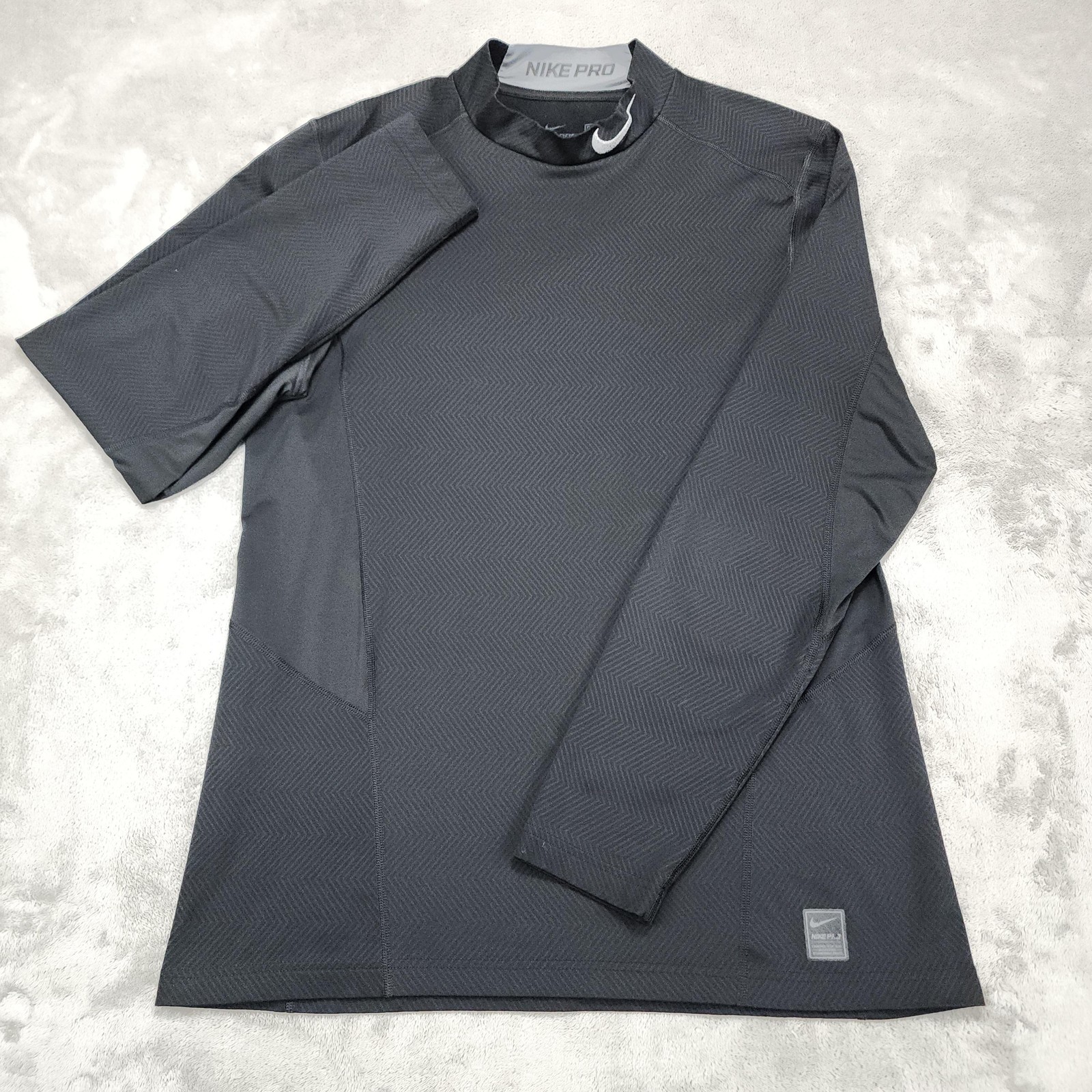 Nike Pro Dri-FIT Shirt Mens L Black Mock Neck Long Sleeve Compression Athletic gallery
