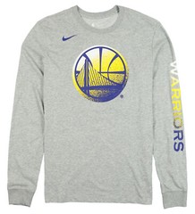 NIKE Golden State Warriors Logo Long Sleeve Shirt sz Small Gray Basketball NBA