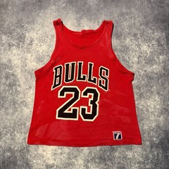 Vintage Logo 7 Chicago Bulls Michael Jordan 23 Tank Top Red Mens Small NBA 90s