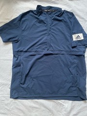 ADIDAS Men’s XL Blue 1/4 Zip Mock Neck Short Sleeve Pullover w/ Pockets