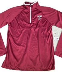 Colosseum Temple Owls NCAA 1/4 Zip Pullover Mens Small Burgundy Performance NWT