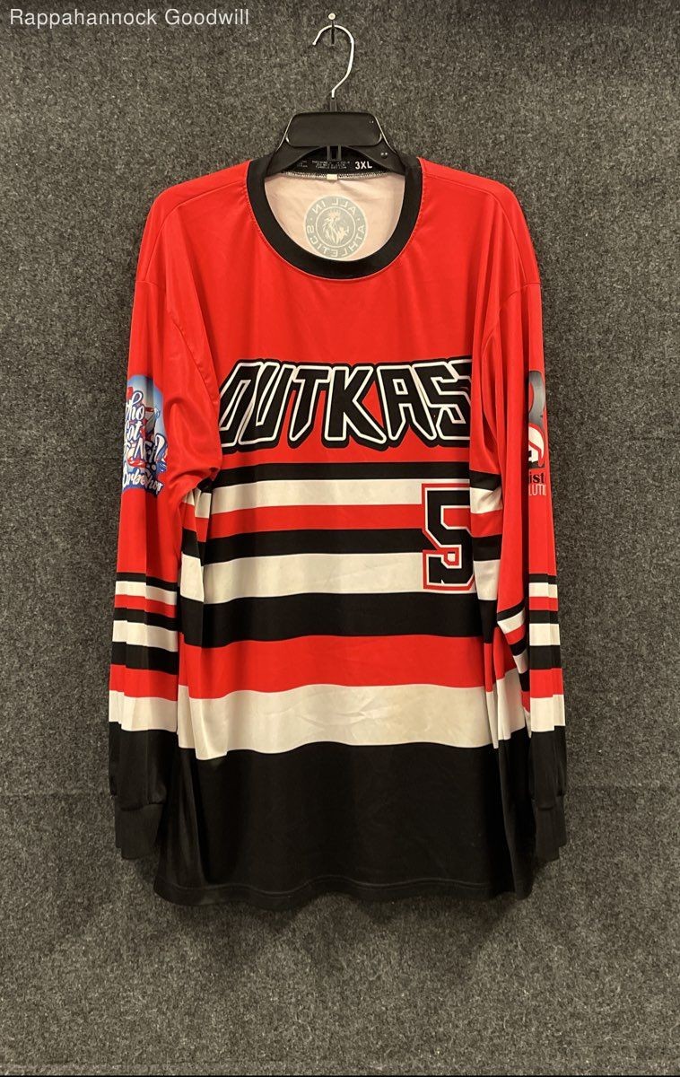 Outkast Striped Long Sleeve Jersey Hip Hop Graphic Shirt All In Athletics Sz 3XL gallery