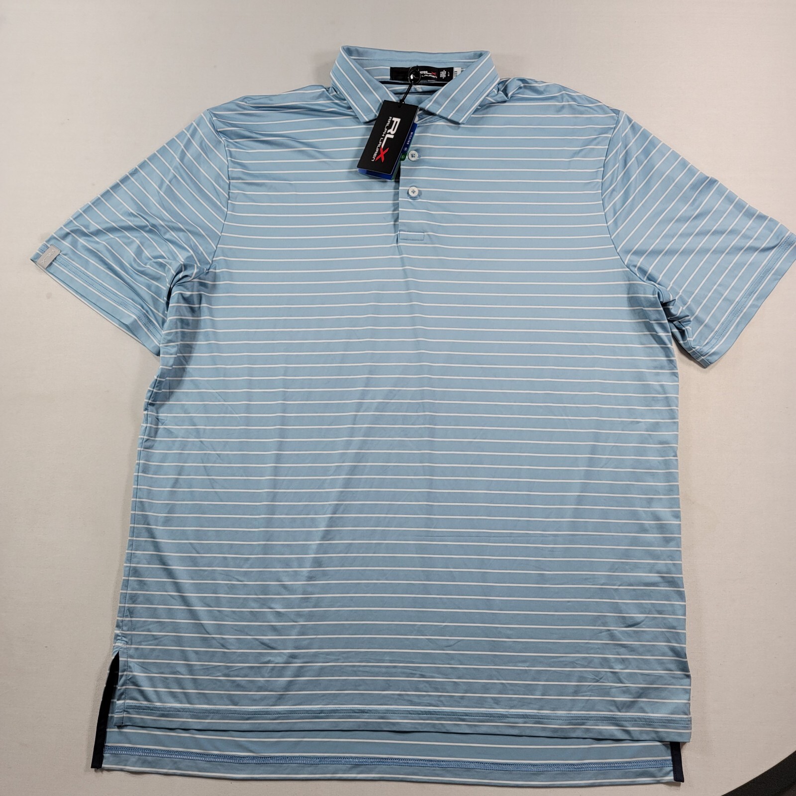 Polo Ralph Lauren RLX Performance Print Polo Shirt Mens Large Blue Stripe gallery
