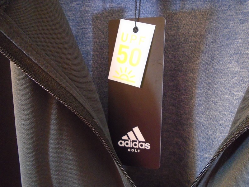 Adidas Golf, men's LS UPF50 pullover, blue heather and black, size M, NWT gallery