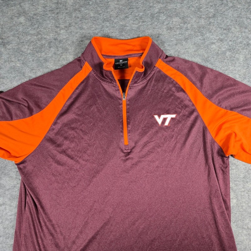 Colosseum Mens Maroon Virginia Tech Hokies Quarter Zip Pullover XL gallery