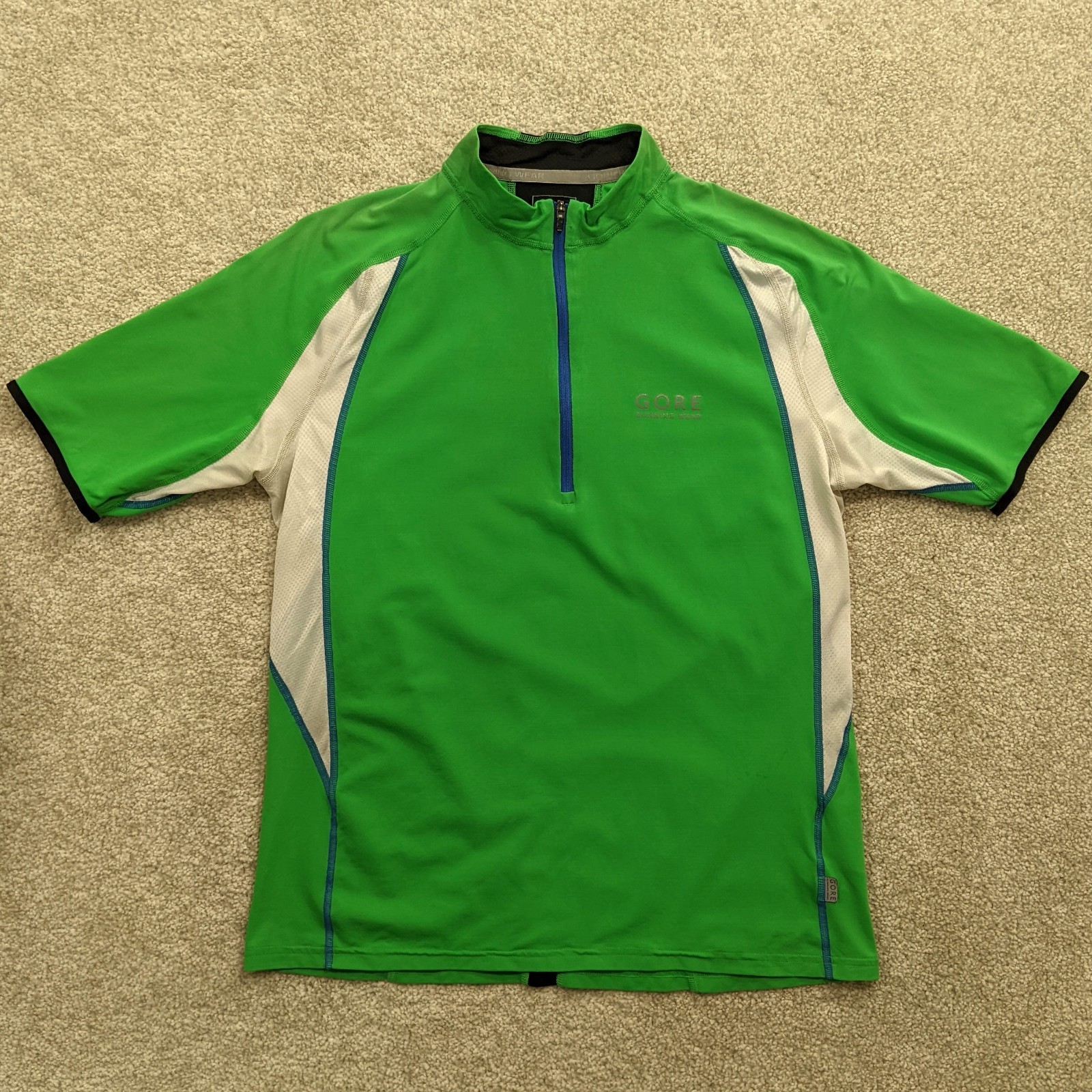 Gore Running Wear Mens Medium Green Quarter Zip Short Sleeve Cycling Running Top gallery