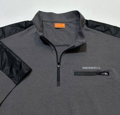 Merrell Short Sleeve 1/4-Zip Performance Pullover Gray Black US Medium KOREA XL