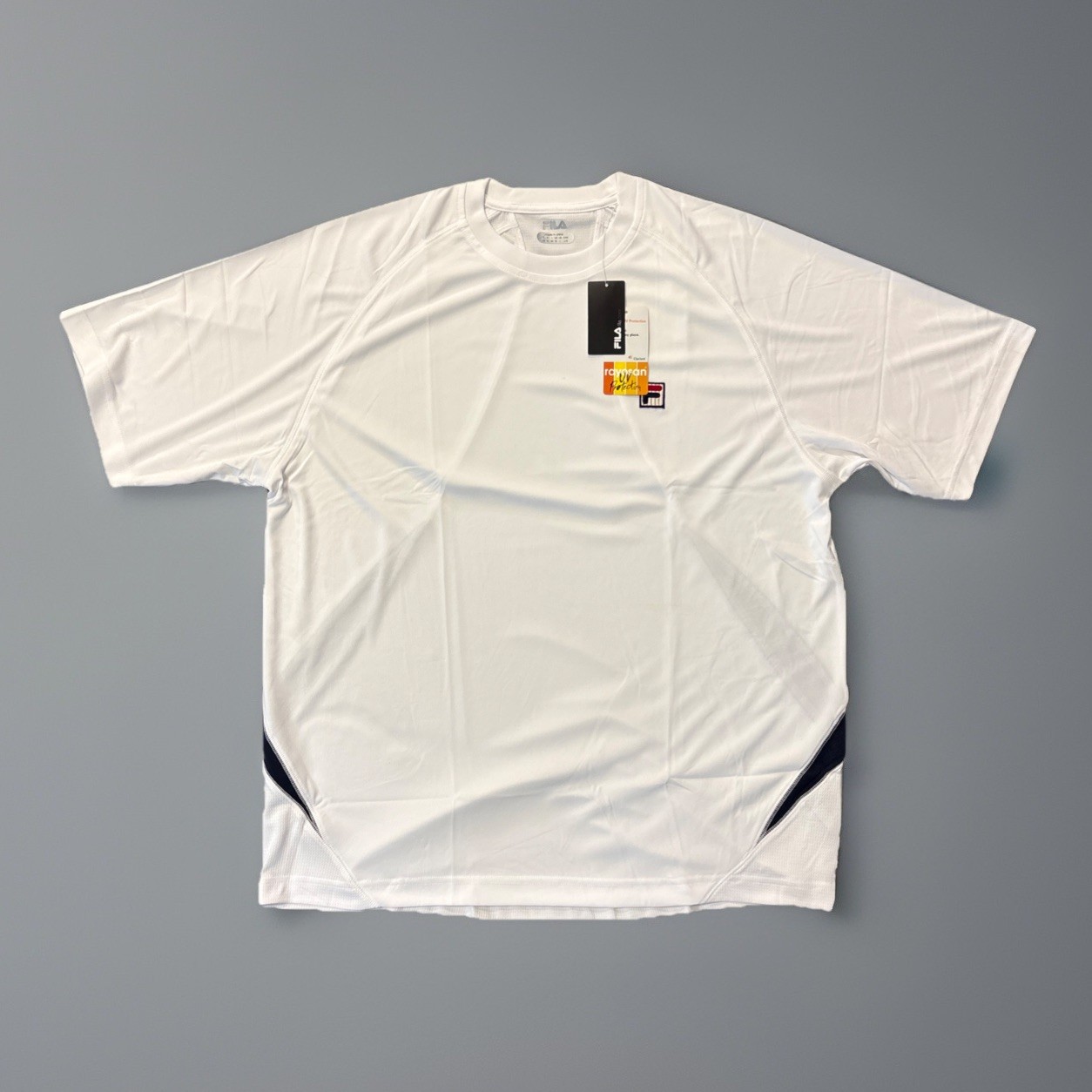 Fila Shirt Men’s Large Essenza Colorblock Crew White Navy Athletic New Nos gallery