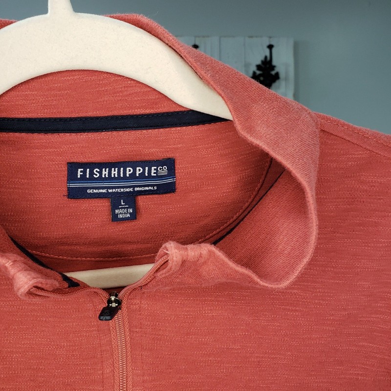 Fish Hippie Quarter Zip Pullover Red Long Sleeve Casual Shirt Men’s Large gallery