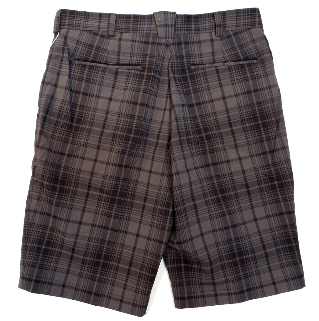 Nike Golf Tour Performance Dri Fit Black & Gray Plaid Flat Front Shorts Mens NWT gallery