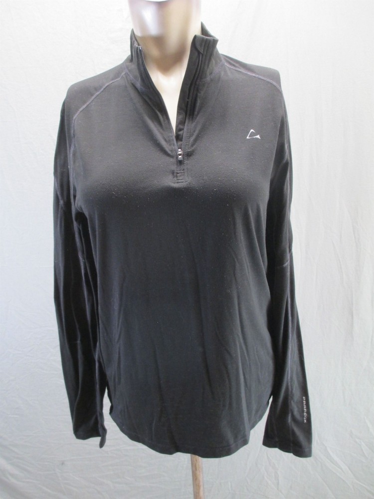 Paradox Size S Mens Black Merino Wool Blend 1/4 Zip Base Layer Pull Over 896