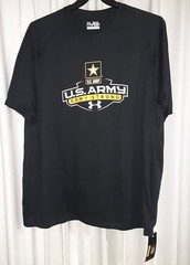 MENS Under Armour Anti-Odor HEATGEAR US Army Strong Black TShirt Size XXL Loose