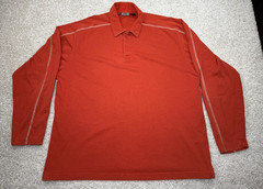 REI Shirt Mens XL Orange Organic Cotton Blend Long Sleeve Polo 50 UPF Thick