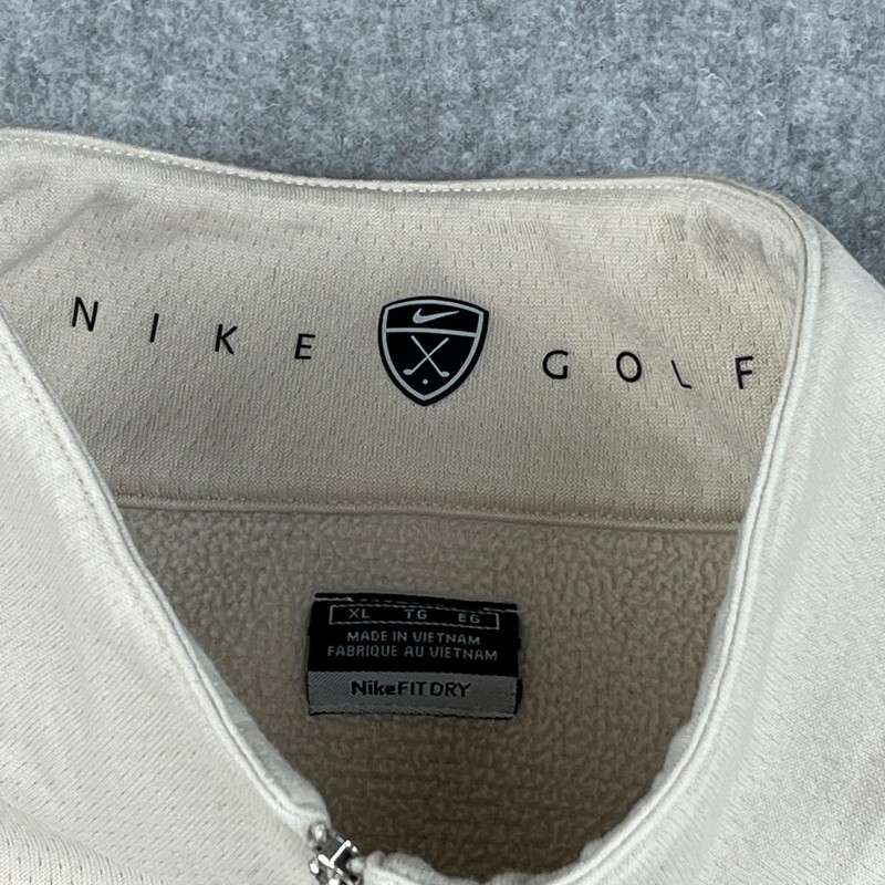 Nike Golf Pullover Mens XL Beige Gray 1/4 Zip NikeFIT DRY Sweatshirt Long Sleeve gallery