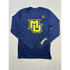 Nike Jordan Marquette University Dri-FIT Long Sleeve Shirt Mens Small Navy Blue