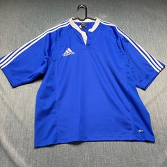 Adidas Men’s Soccer Jersey Size XL Blue White 3-Stripe Climacool Activewear